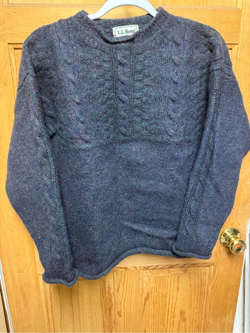 L.L.Bean Cable Knit Wool Fisherman Sweater, Men's M